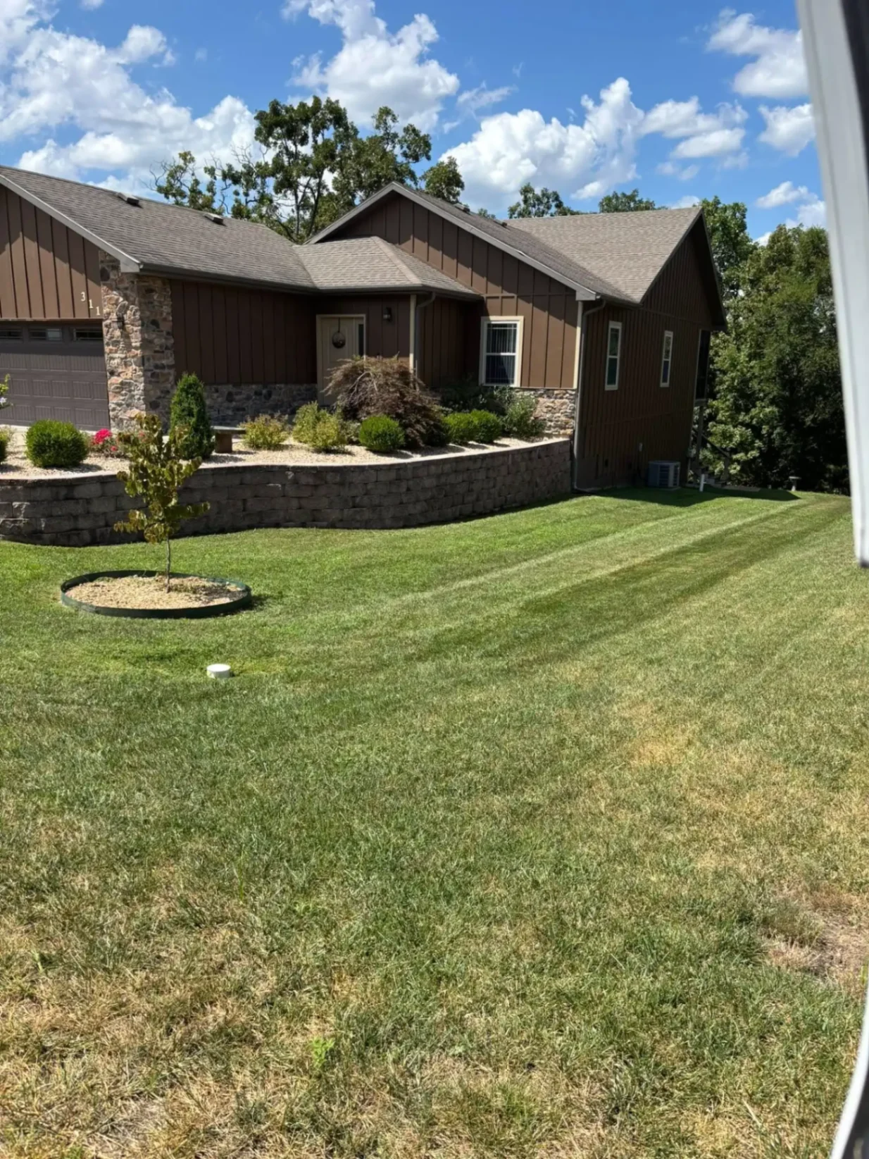 Stone Wall Front Lawn